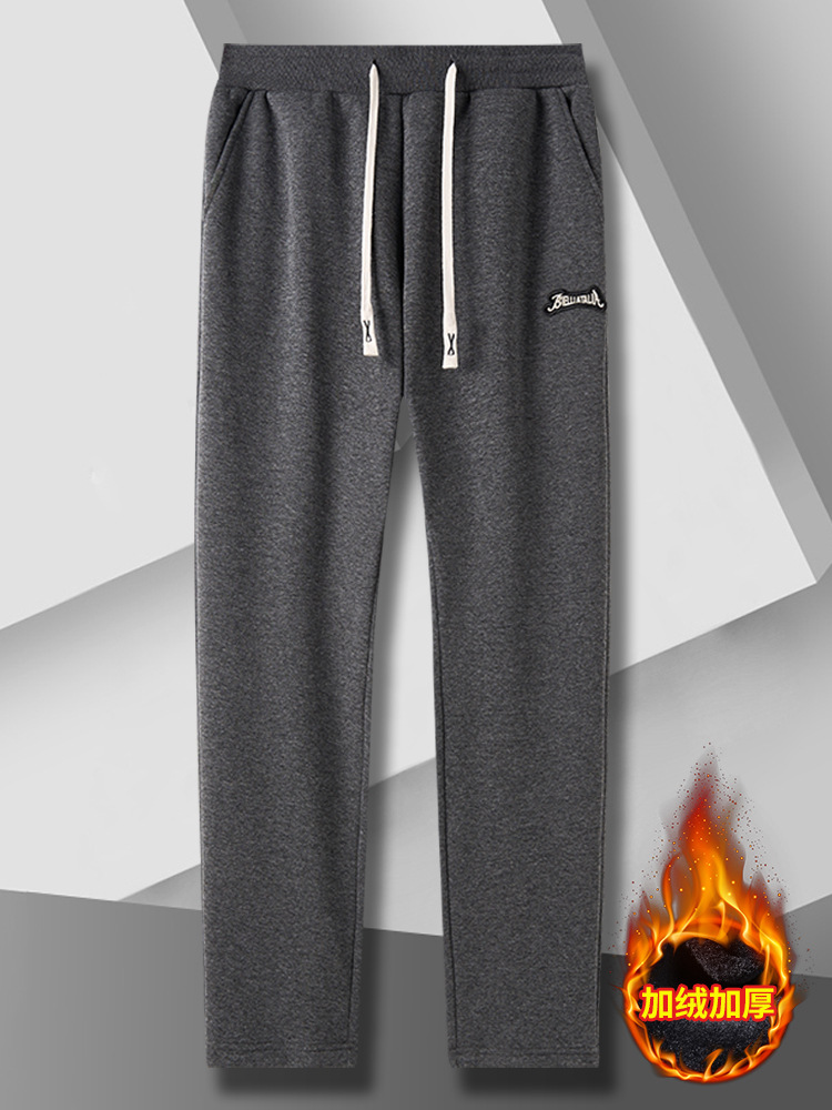Вязаные утепленные брюки для мужчин, с эластичной талией, теплые, для молодежи, спортивные