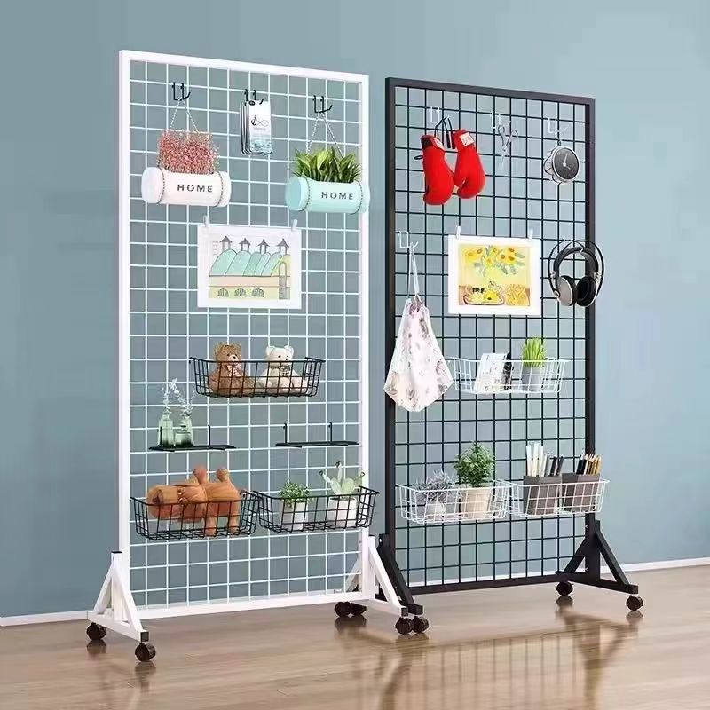 Street Stall Toy Decoration Storage Mobile Rack Floor-Standing Grid Display Rack Iron Painting Work Exhibition Rack