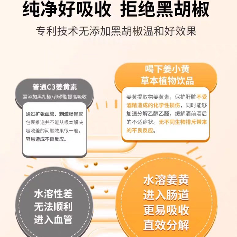 Pueraria Lobata Turmeric Drink, No Fear of Drinking, Self-Made Hangover Sobering up and Staying up Late Nutritional Drink Genuine Wholesale