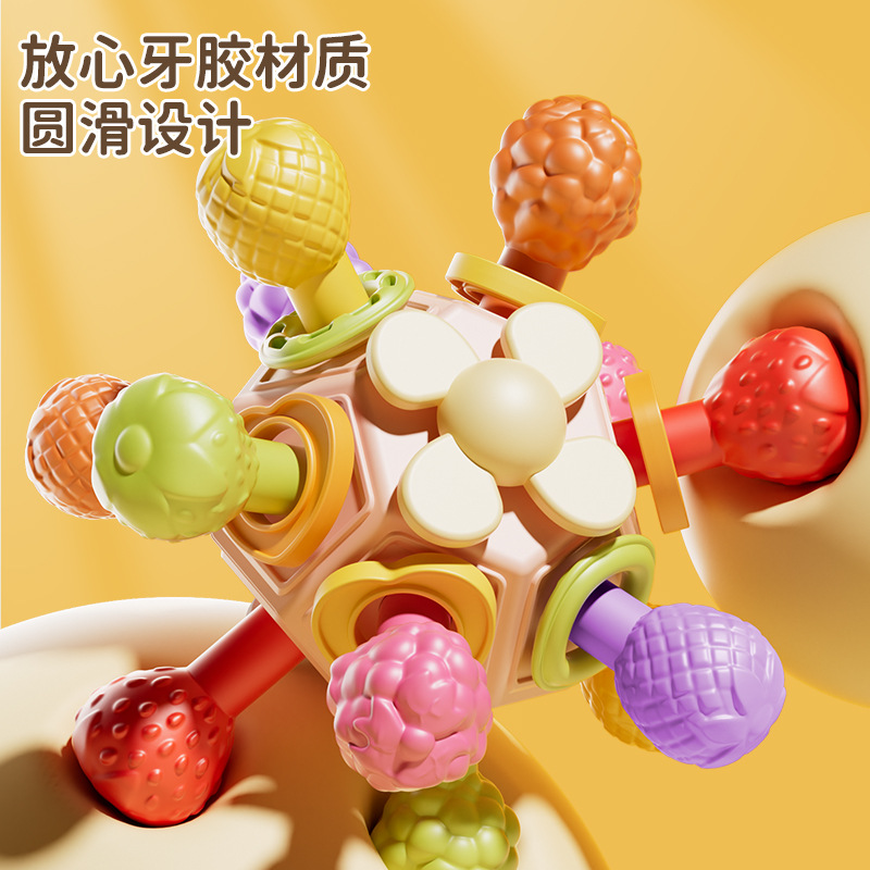 Cross-border baby Manhattan ball hand ball teether hand ball infant molar soft glue boiled baby toy
