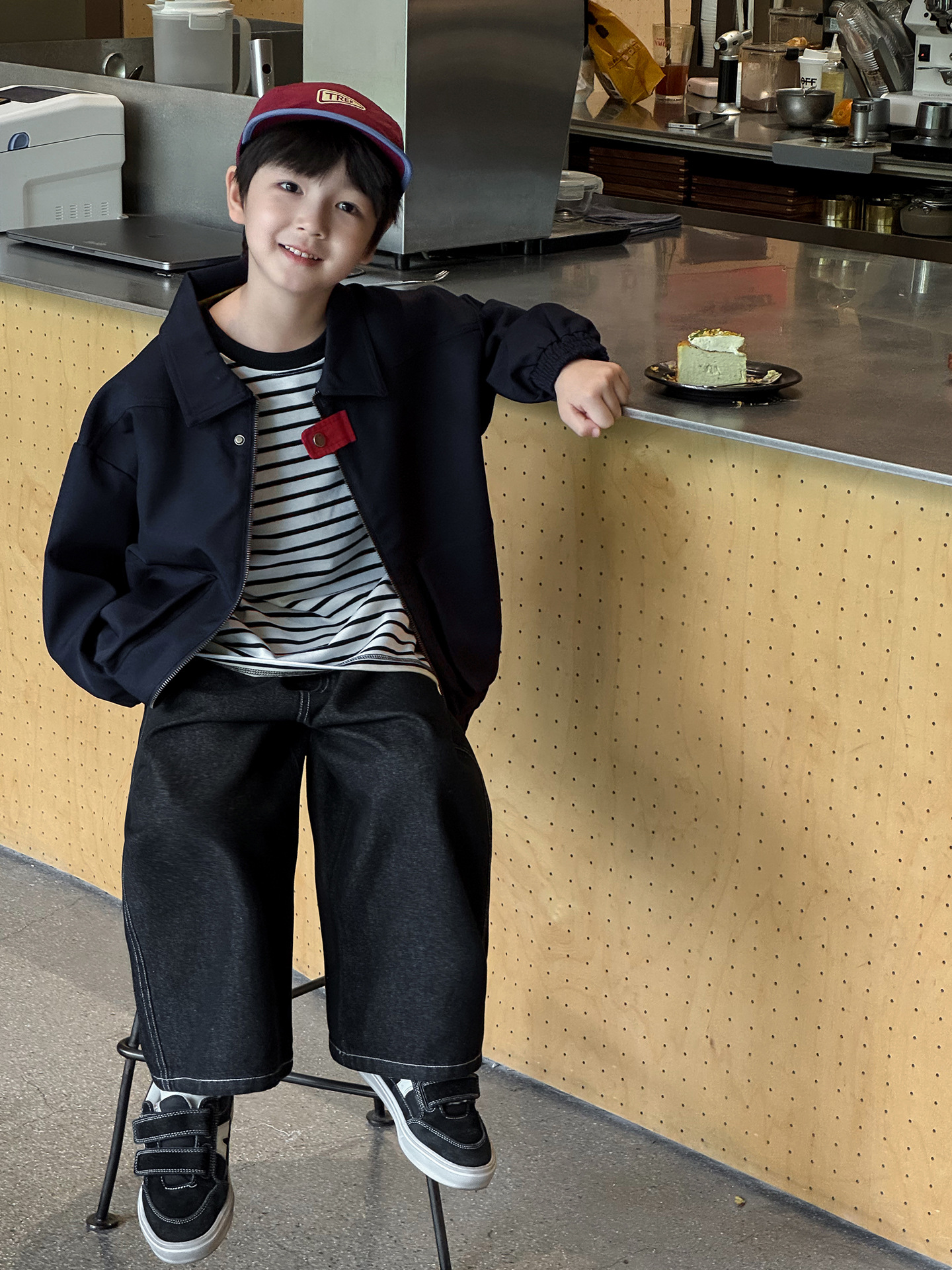 Tongku 2025 Boys Autumn Huzhou Zhili Children's Clothing Western Style Back Personalized Embroidered Lapel Zipper Children's Jacket