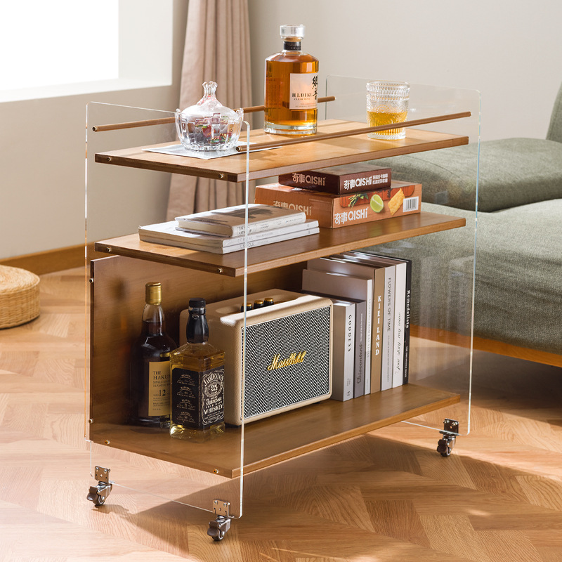 Movable Sofa Side Table Trolley Creative Coffee Table Living Room Household Corner Table Storage Rack Bedroom Bedside Small Table