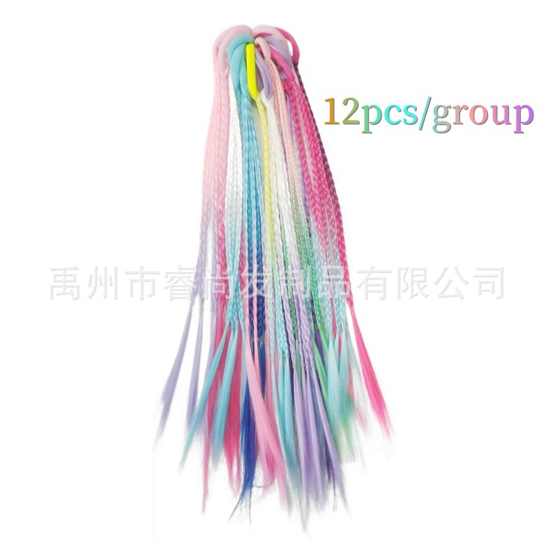 Colorful Wig Braided Twist Wig Pigtails for Ladies, Little Girls and Princess Performances with Ponytail Hair