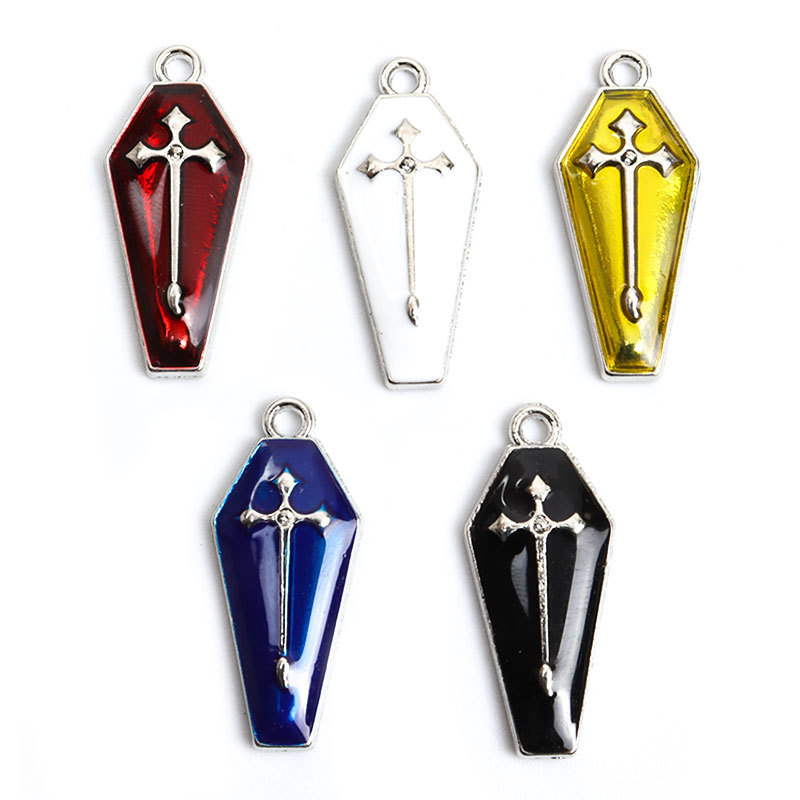 Cross-border New Vampire Cross Coffin Oil Drop Pendant Halloween Earrings Necklace Bracelet Pendant Accessories Batch
