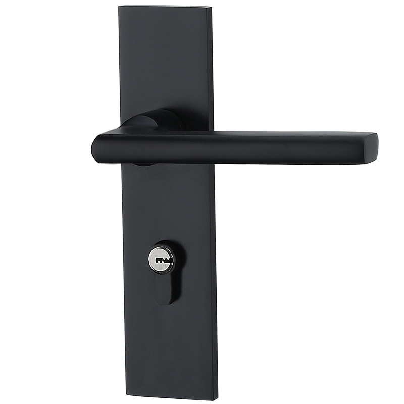 Factory supply indoor bedroom door black solid wood door handle household silent aluminum alloy lock door lock