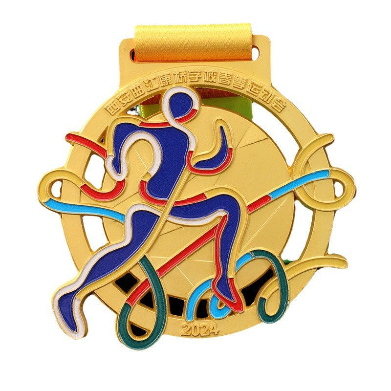 Wow Customized Metal Marathon Sports Event Gold Foil Medal Honorary Commendation Commemorative Authorized Plate Medal