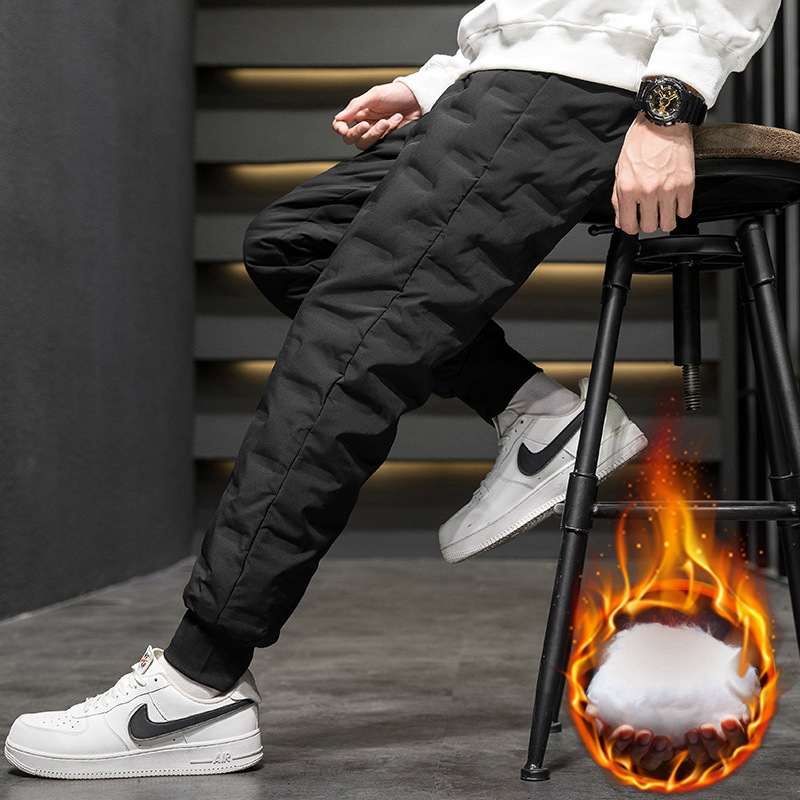 Fleece-lined Pants Men's 2022 Winter New Extra Large Thickened Outer Wear Fashionable Large Size Youth Sports Trousers