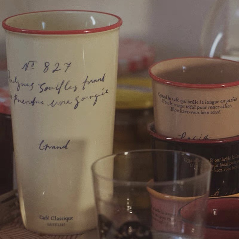 South Korea ins style vintage French style ceramic hand Cup handy cup coffee cup