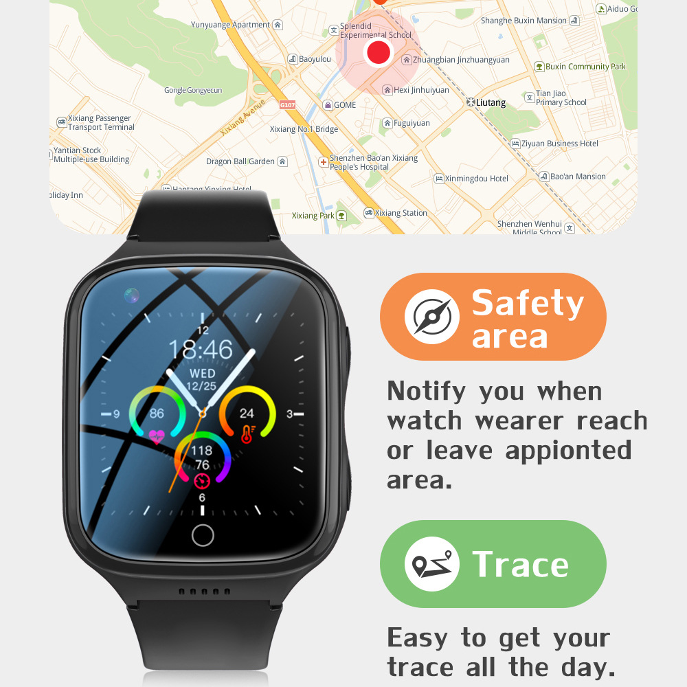 Cross-border dedicated 4G smart phone watch for the elderly GPS positioning band body temperature heart rate blood pressure test K9LH