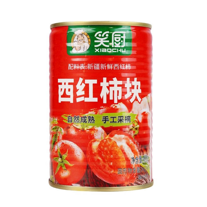 Xinjiang Xiaochu Tomato Canned 400g Fresh Naturally Ripe Tomato Paste Peel Tomato Stir-frying Material