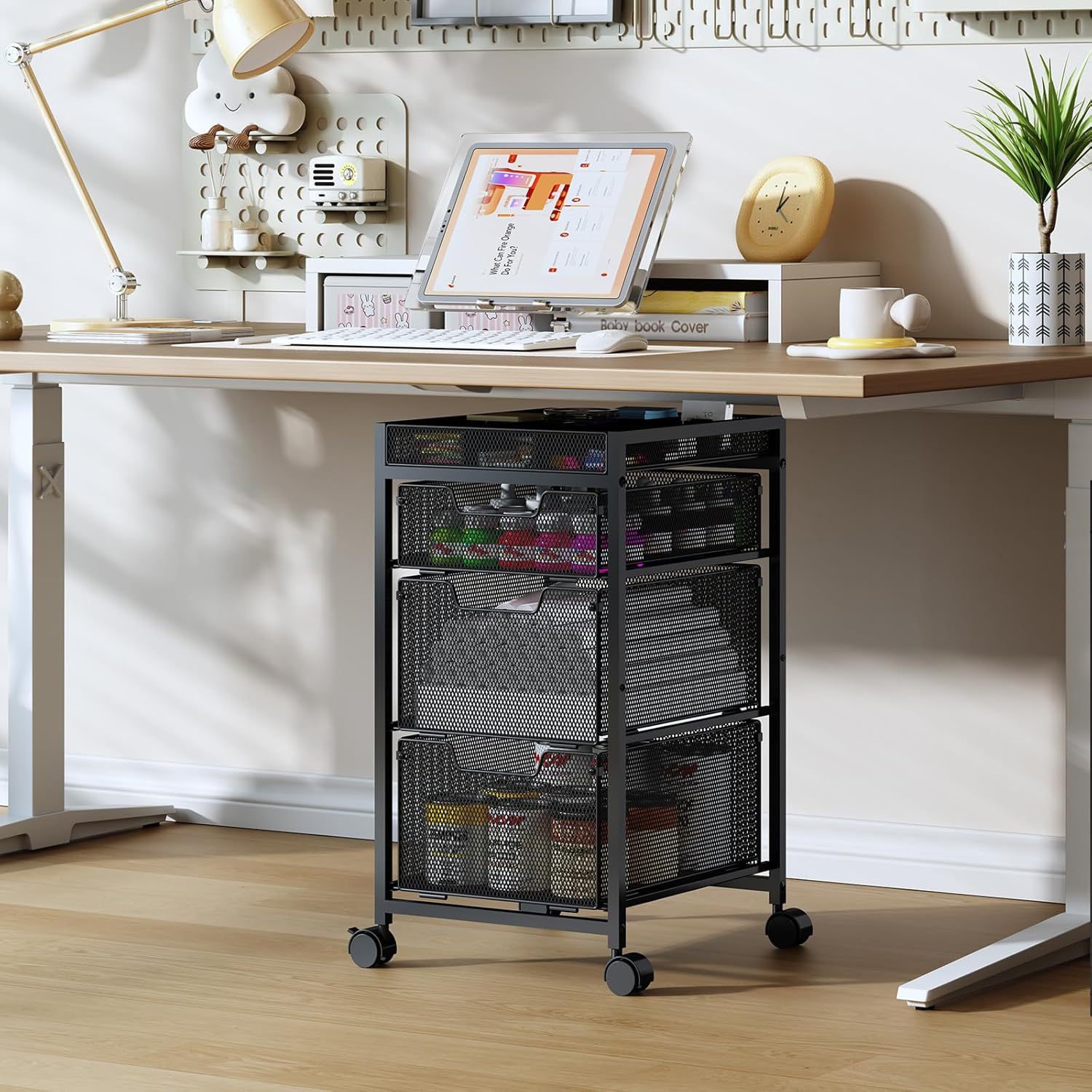 Практичная тележка с тремя ящиками, многофункциональная тележка для хранения, разделитель, запасы художественных принадлежностей