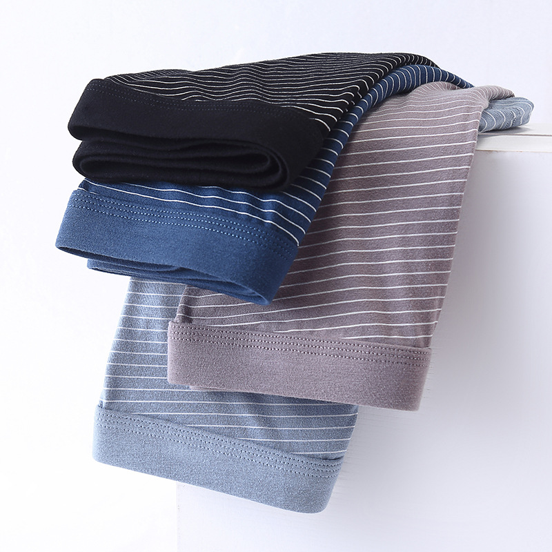 Cotton mid-high waist men's underwear loose plus size breathable men's boxer striped print cotton boxers