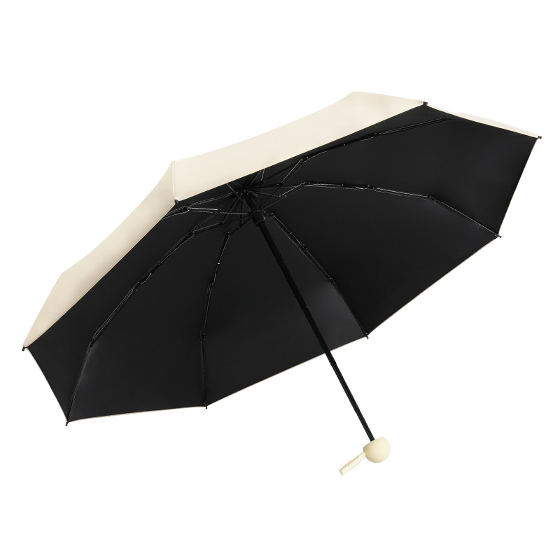 Five-fold Umbrella Mini Capsule Sunny and Rain Dual-use Women's Sun Umbrella Small Portable Ultra-light Black Rubber Sunscreen Pocket Umbrella