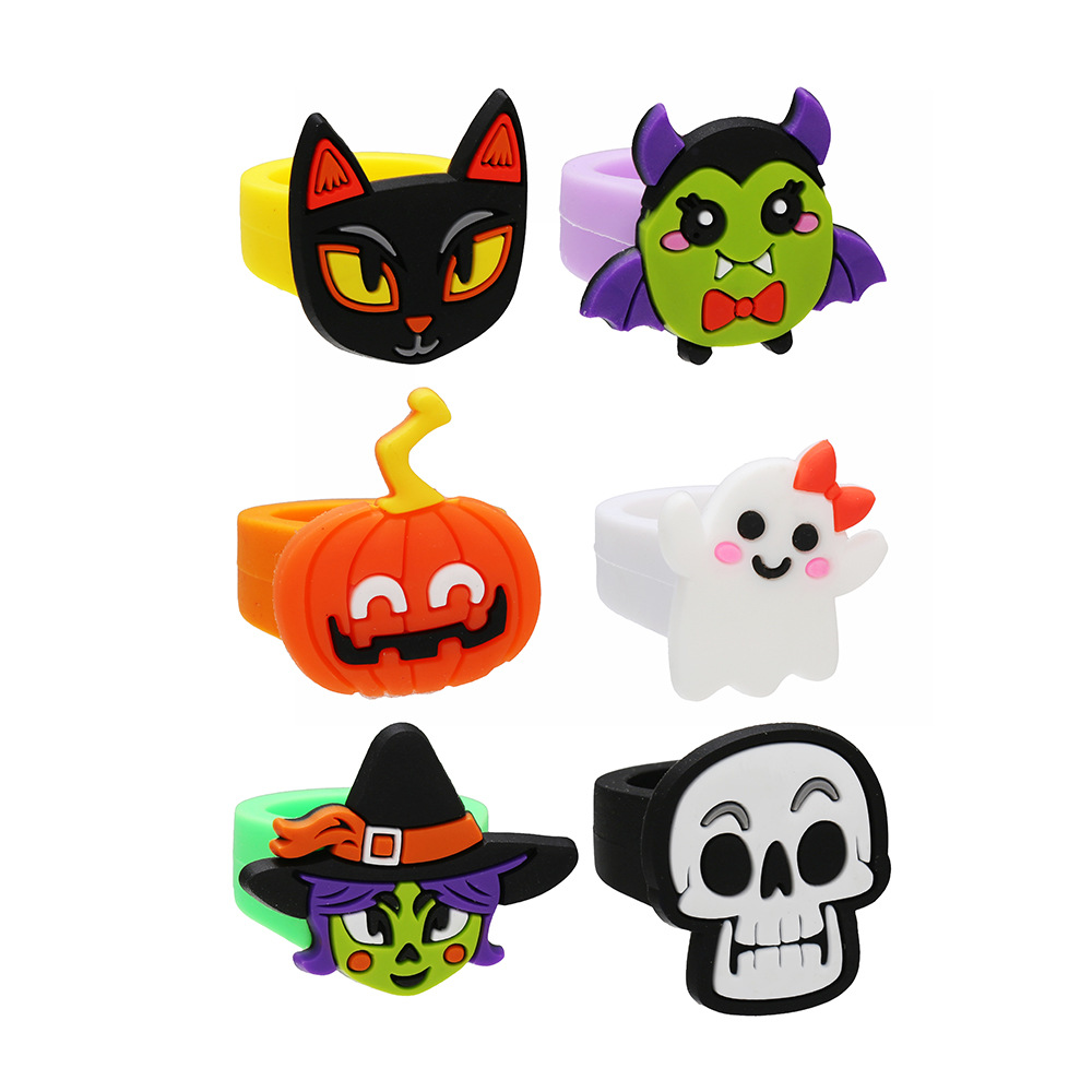 Halloween ring female PVC soft rubber finger ring silicone ring children cartoon ring baby kindergarten gift