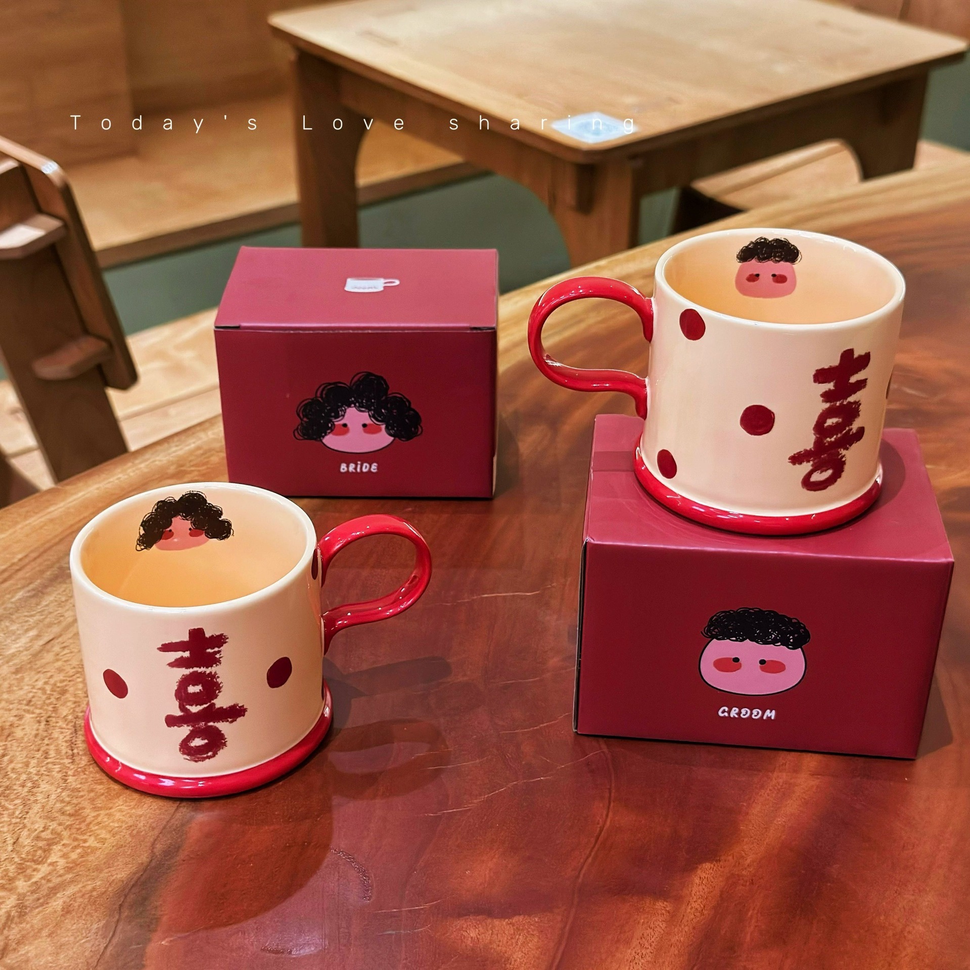 Свадебный подарок для невесты, керамическая кружка, высокая цветовая ценность, подарок для мужчин и женщин, подарочная коробка с парными кружками