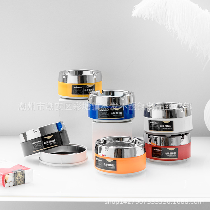 Пепельница из нержавеющей стали, противолетящий пепел, с вращающейся крышкой, для отелей, KTV, ресторанов, большая, домашняя