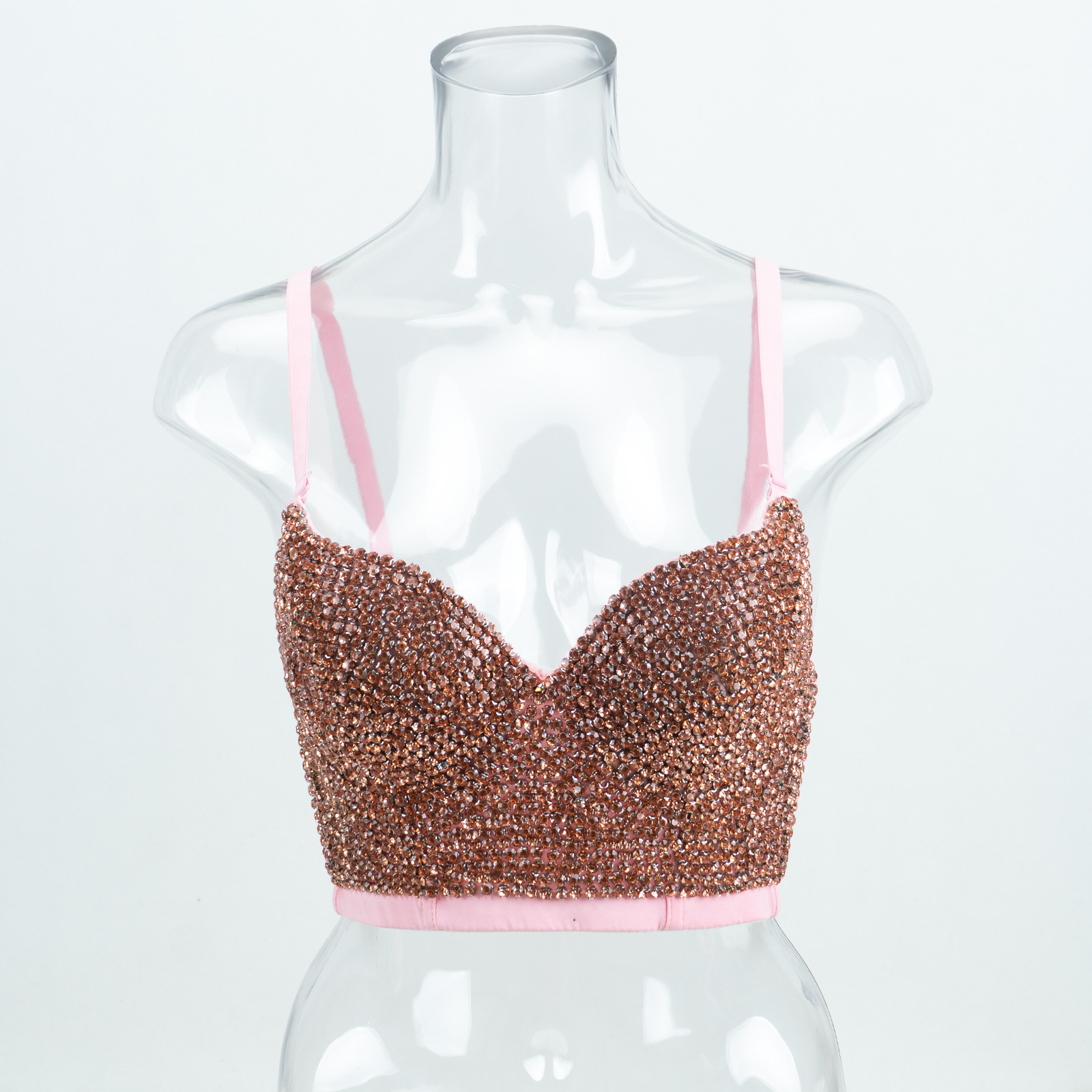 Meihua Bright Diamond Starry Sky Belly Dance Fishbone Bra Small Suspender Outer Wear Inner Wear Body Shaping Tube Top Stage Performance Clothing