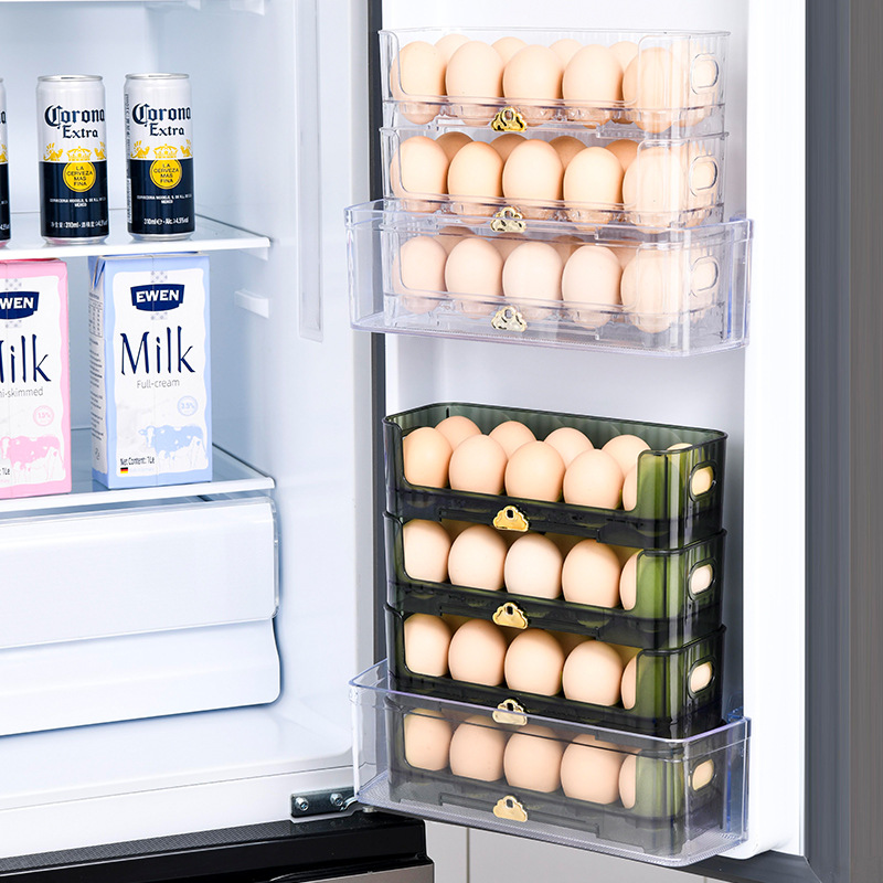 Household thickened box storage box transparent storage box kitchen fresh-keeping refrigerator side door multi-layer stackable egg mop