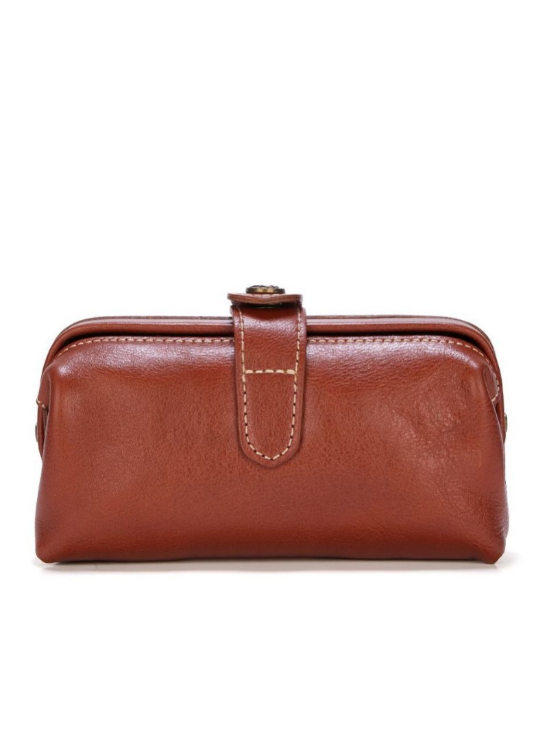 Factory Cross-border Cowhide Leather Clutch Bag Mouth Gold Bag Clutch Bag Women's High-end Sense Women's Bag Handbag for Mobile Phone