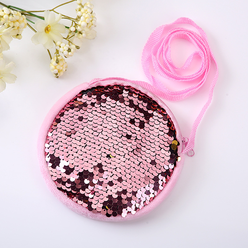 Korean Style Children's Bag Girls Crossbody Bag Fashion Princess Girl Baby Cute Plush Sequin Shoulder Bag