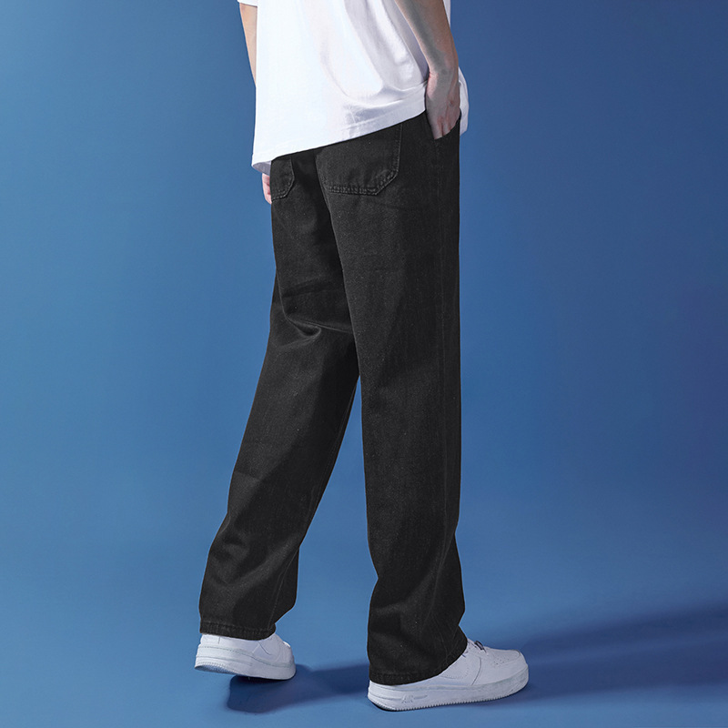 Wide Leg Jeans Men's Summer Korean-style Harajuku Style Casual Simple Fashionable Loose Drawstring Straight Tube Long Pants