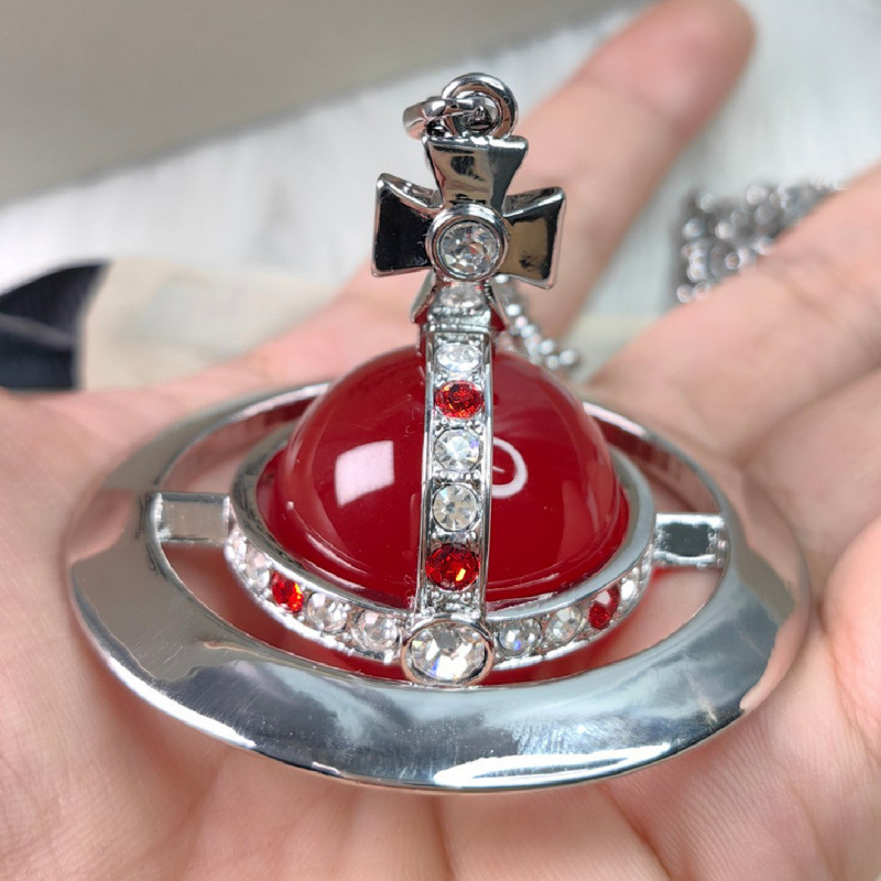 Нежный стеклянный кулон Сатурн, легкая роскошь, персонализированная модная цепочка на шею 30 мм