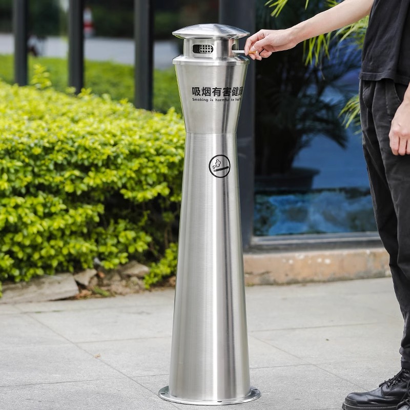 Уличный вертикальный пепельник из нержавеющей стали, колонна для курения в отеле, мусорный бак для сигарет