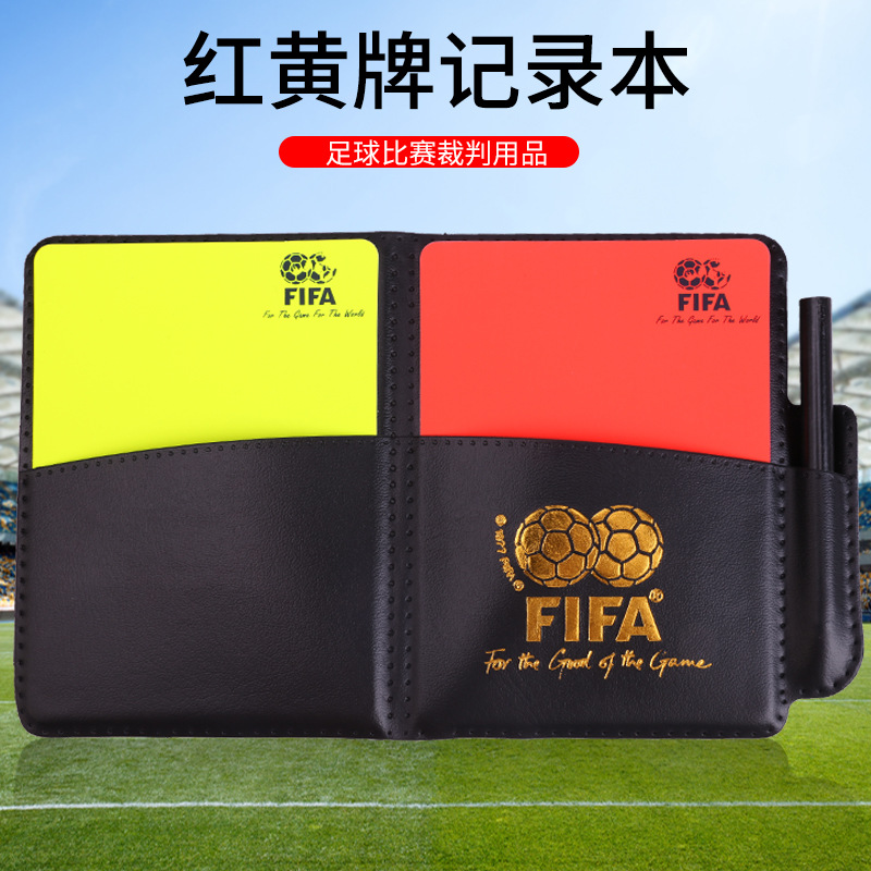 Football Thickened Red and Yellow Card Record Book Red and Yellow Card Referee Tool with Leather Holster Recording Paper Pencil for Referee