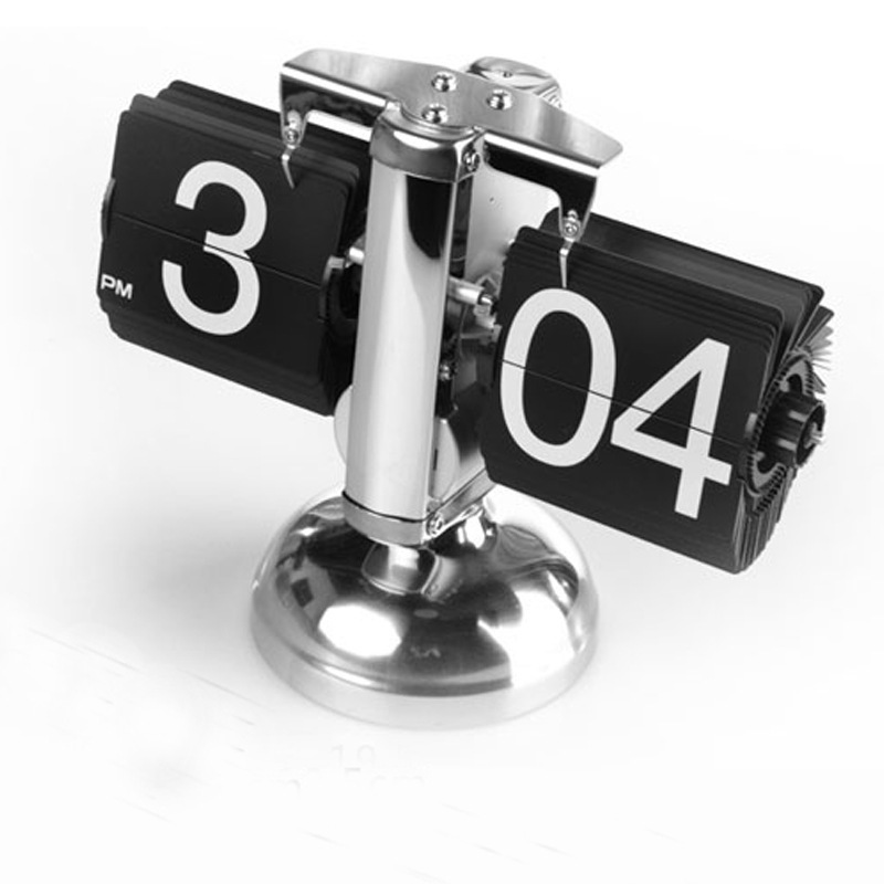 Cross-border wonderful engraving automatic page-turning clock retro simple home clock living room clock European-style one-foot balance flip clock