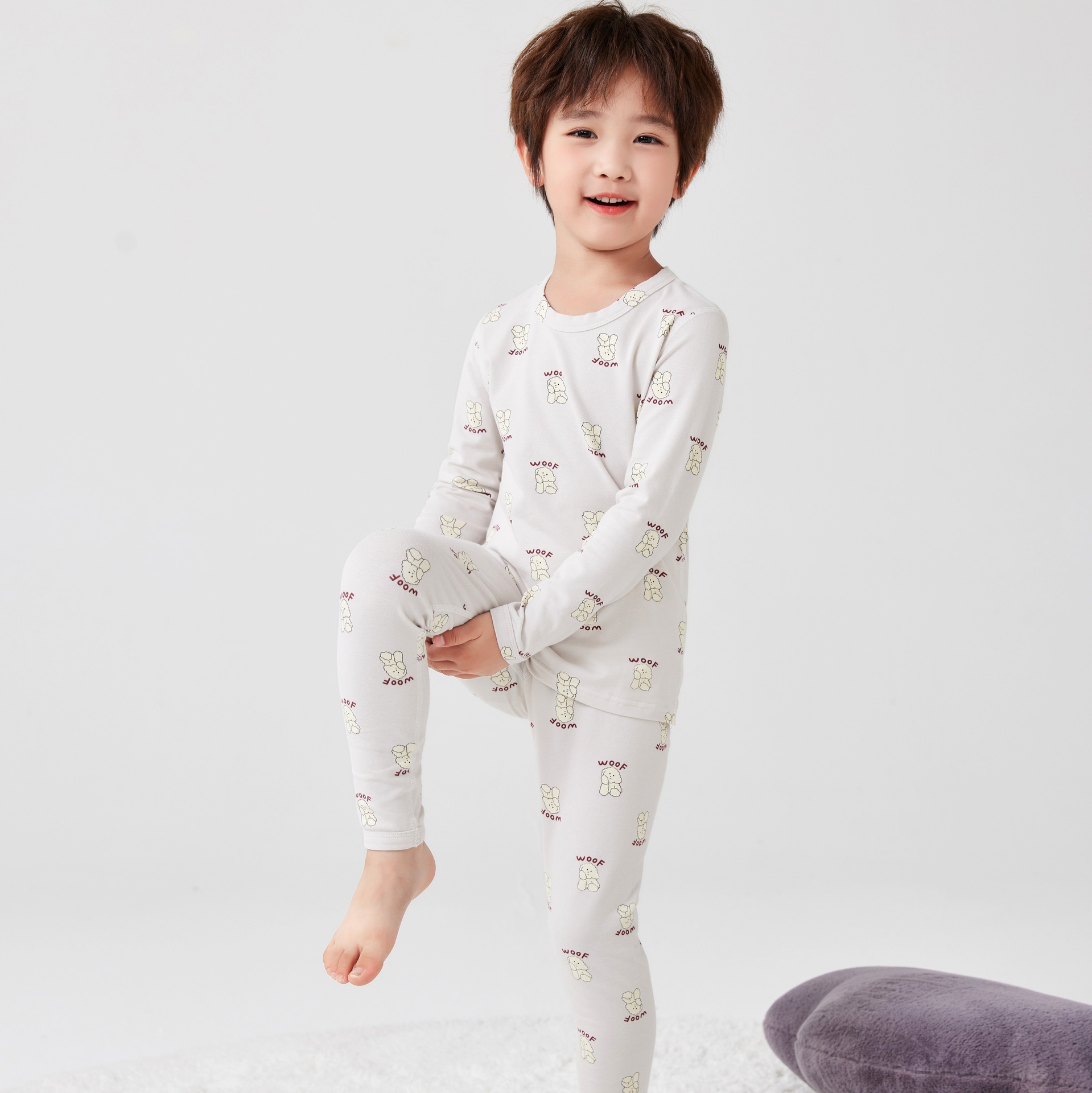 Набор детского термобелья 2025, новая корейская версия, бесшовный, с начесом, лайкра, хлопок, домашняя одежда