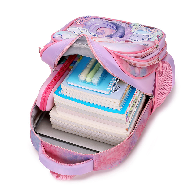 New 3D Leather Nylon Fabric Three-piece Set Trolley Schoolbag Primary School Student Schoolbag Large Capacity Portable Factory in stock