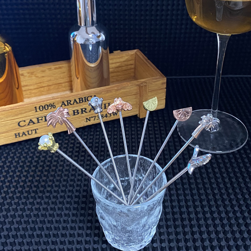 304 Stainless Steel Cocktail Needle Creative Metal Martini Olive Wine Sign Bar Fruit Embellishment Decorative Needle