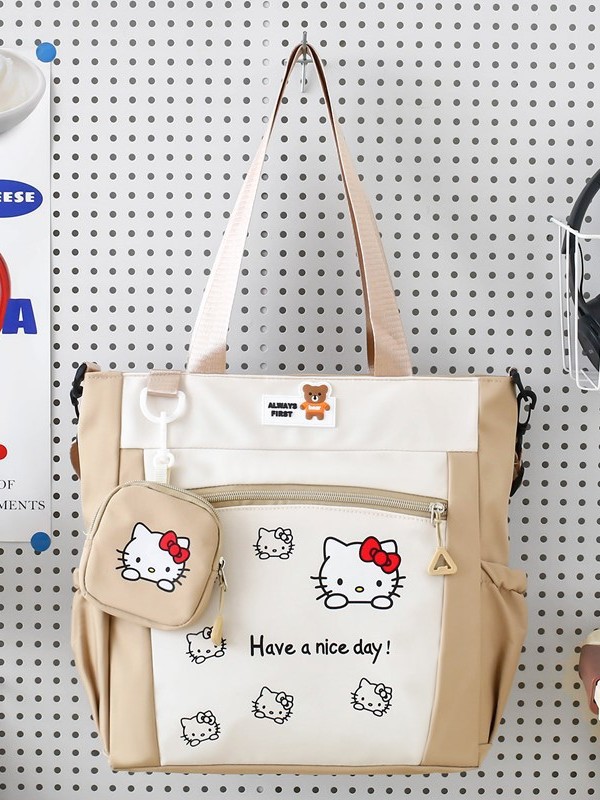 Новая мультяшная сумка через плечо для женщин, большая вместимость, классическая сумка, японский стиль, модная сумка с контрастным цветом