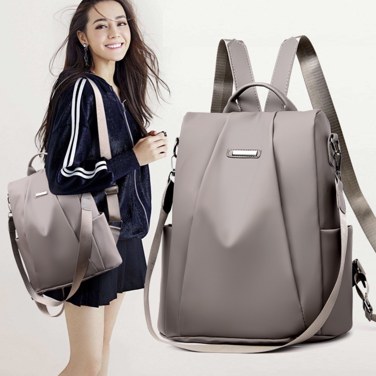 Backpack Women's 2025 New Fashionable Korean Style Casual All-match Fashion Travel Backpack Travel Bag Oxford Cloth