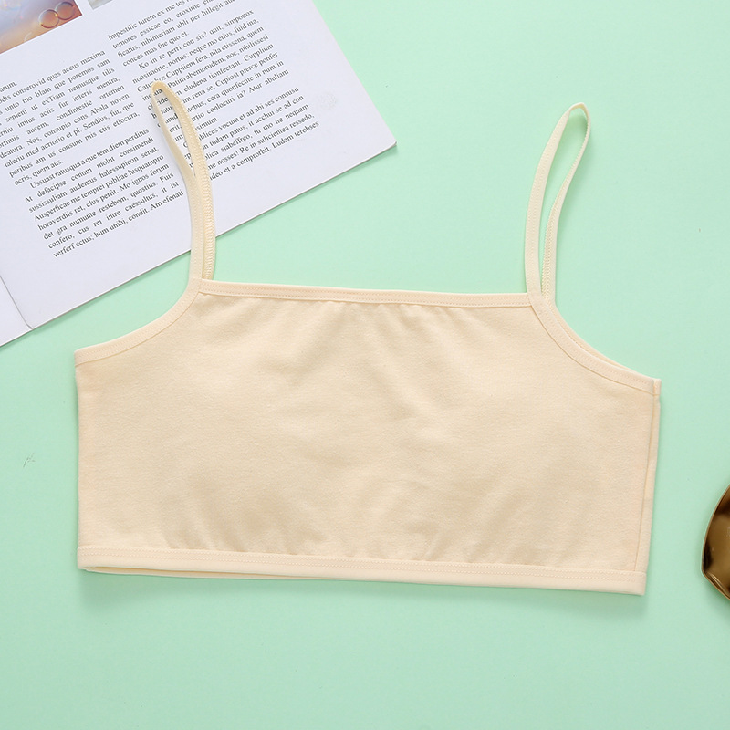 Wholesale Primary School Students' Developmental Period Girls' Underwear Anti-Bump Children's Girls Solid Color Vest Suspender Tube Top