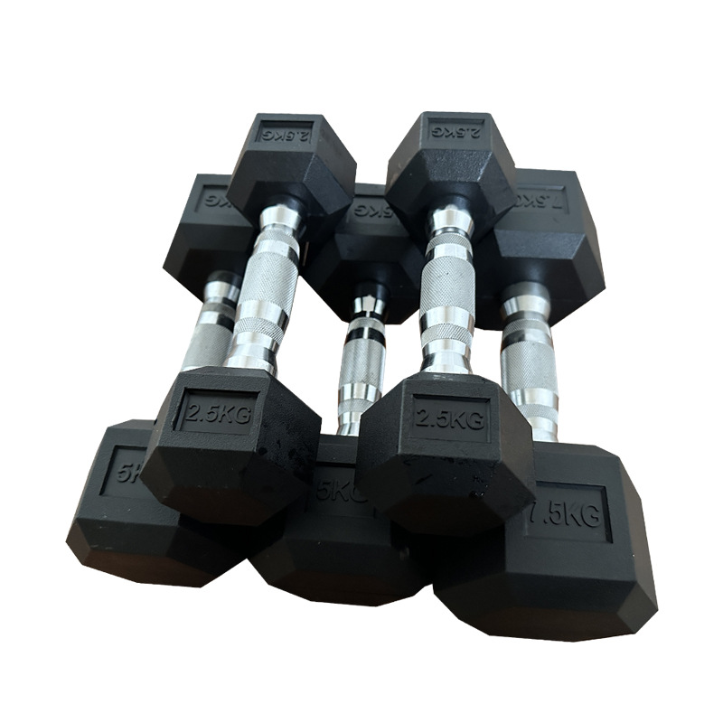 Solid hexagonal dumbbell Men's Fitness equipment arm muscle training women's plastic pure iron dumbbell home sports training dumb
