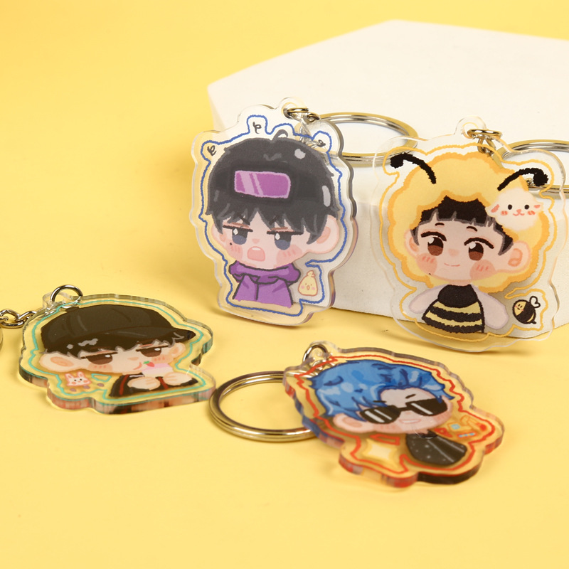 Acrylic Custom Keychain Cartoon Cute Character Transparent Acrylic Pendant Star Anime Key Pendant