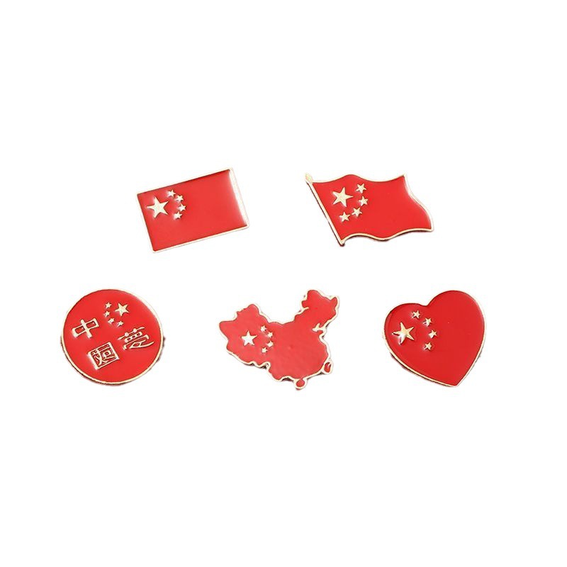 Communist Badge Hammer Sickle Pentagram Brooch National Day Red Flag Badge Metal Brooch Pin Decoration