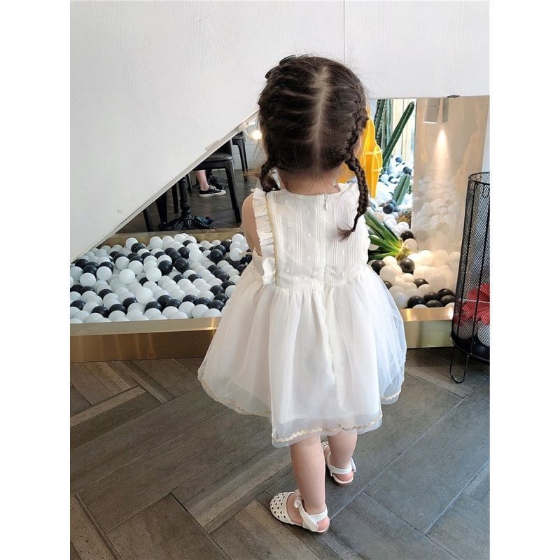 Baby gauze skirt 2023 Summer new western style summer dress girl's fluffy gauze one-year-old princess dress