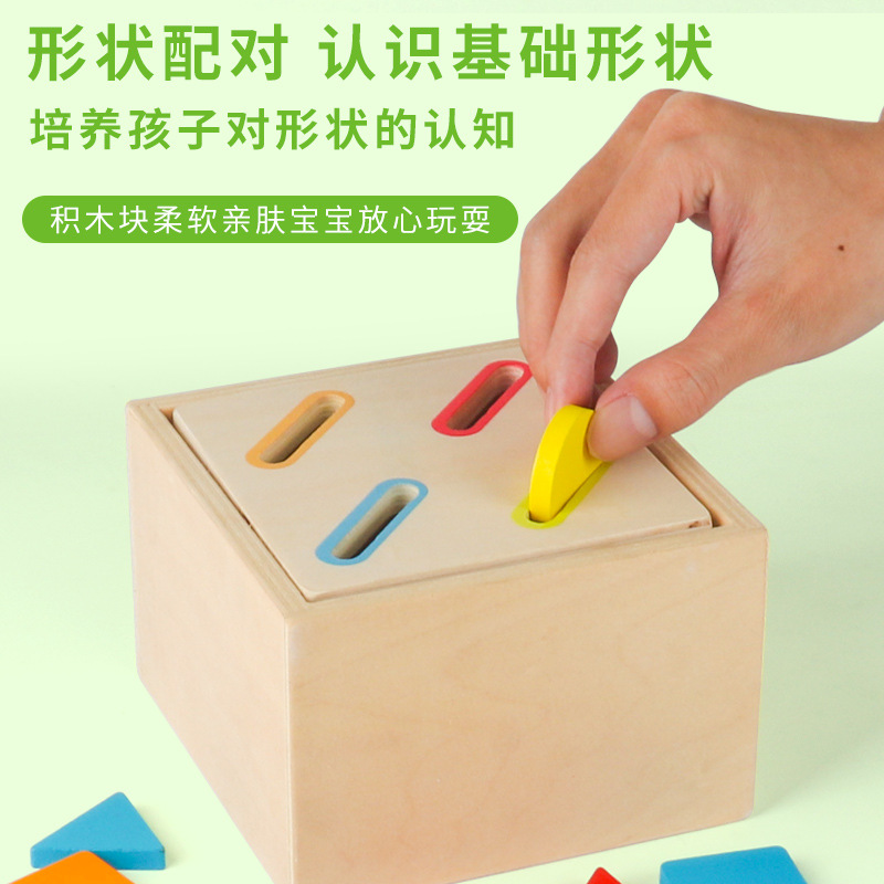 Cross-border New Montessori Teaching Aids Children's Puzzle Shape Color Classification Cup Matching Wooden Intelligence Box Building Blocks Puzzle