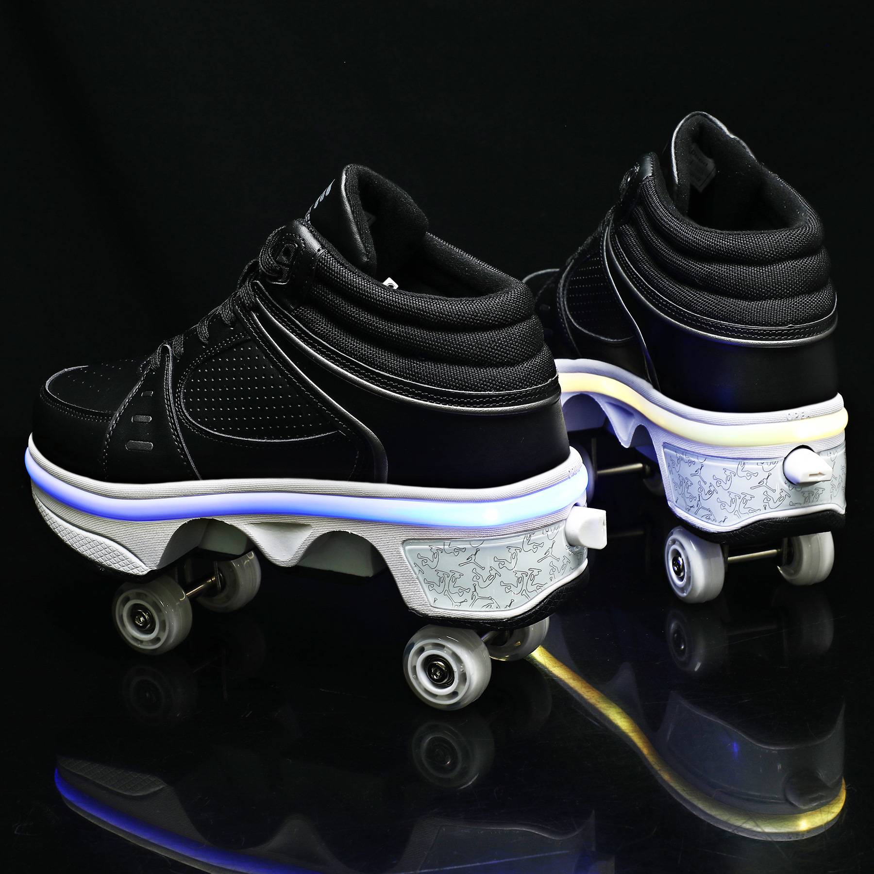 Cross-border heloon shoes children's roller skates four-wheel skates can collect roller skates double row deformation shoes manufacturers