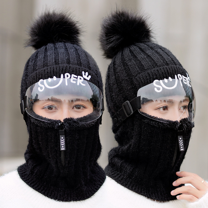 Lei Feng cap big lens fashion hat lens anti-fog conjoined goggles eye mask transparent lens 7117 factory pin