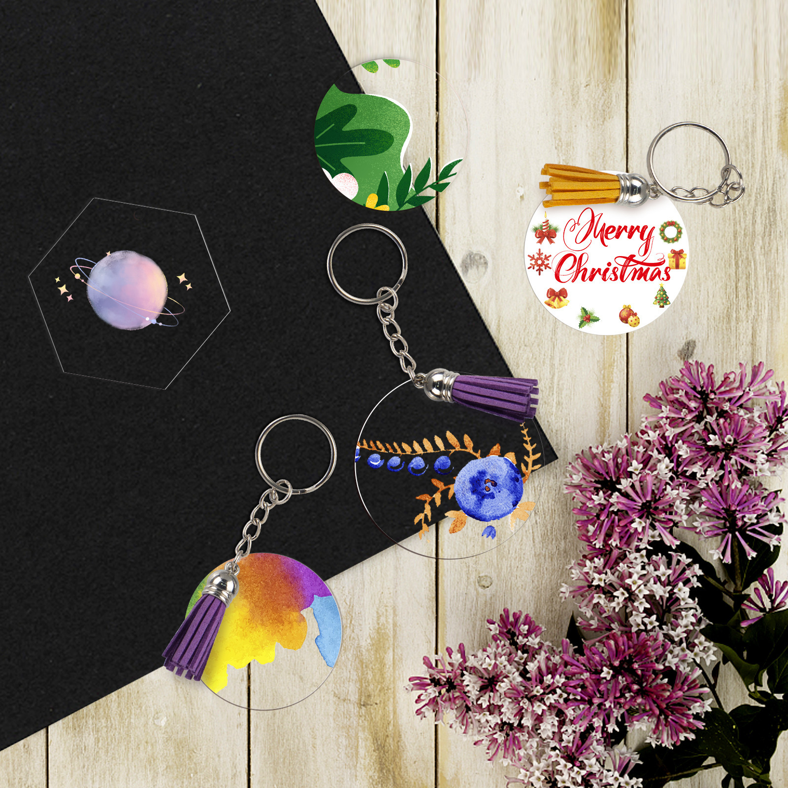 Blank Acrylic Disc Laser Cutting Acrylic Base Plastic Transparent Disc Round Keychain