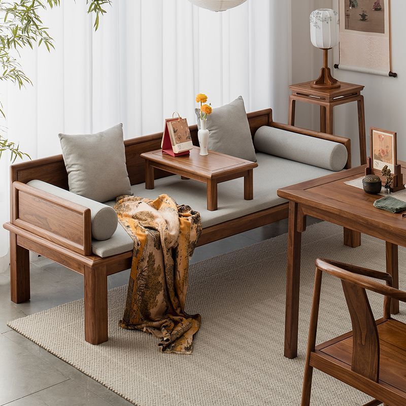 South American Walnut New Chinese Style Solid Wood Luohan Bed Living Room Sliding Integrated Storage Dual-Purpose Sofa Bed New Style