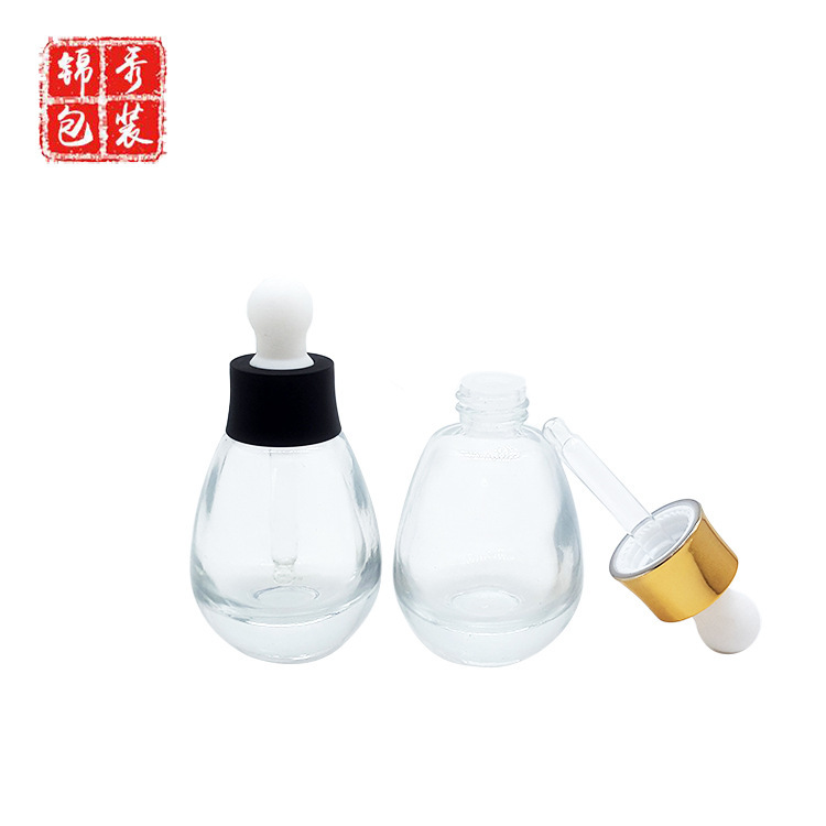 Jinxiu Packaging 30ml Small Light Bulb Essence Bottle Original Liquid Dropper Bottle Essential Oil Bottle Glass Cosmetic Bottle