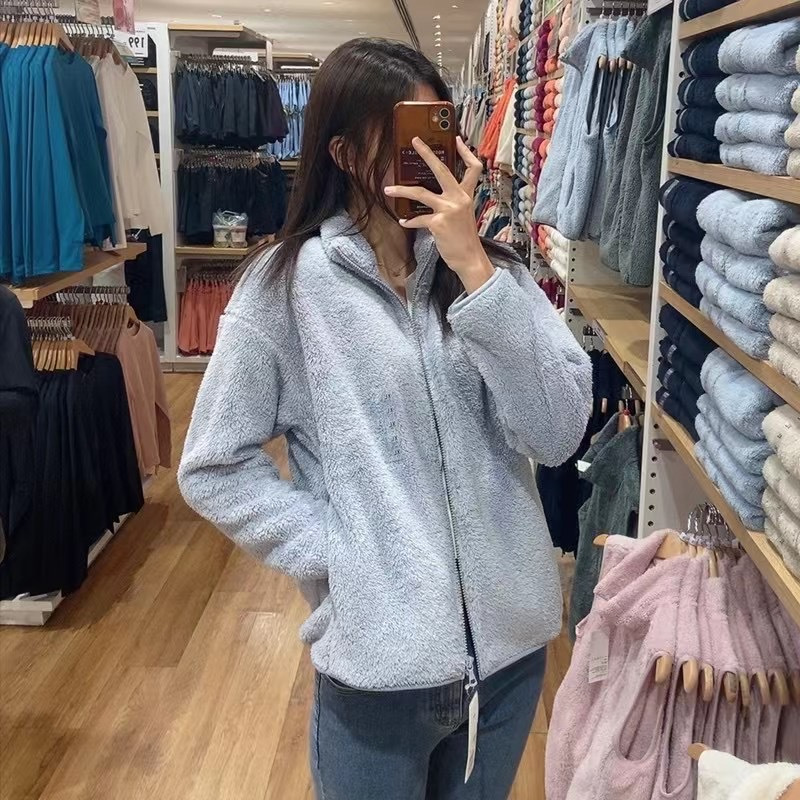 2025 Autumn/Winter Women's Coral Fleece Warm Zipper Long Sleeve Coat 479611/449753