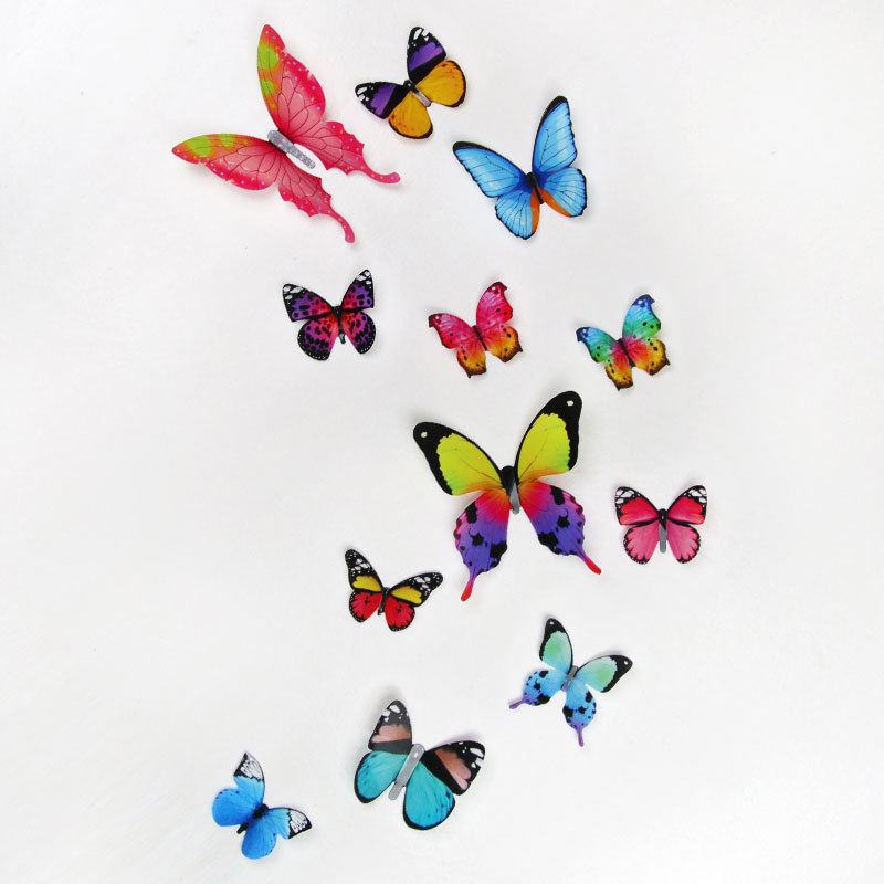 Factory wholesale butterfly decoration 3d three-dimensional butterfly wall stickers living room bedroom TV background refrigerator stickers H-023