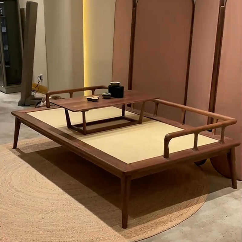 Zen black walnut wood all solid wood 2.1m Luo Han chair kang several combination new Chinese style white wax wood Luo Han bed