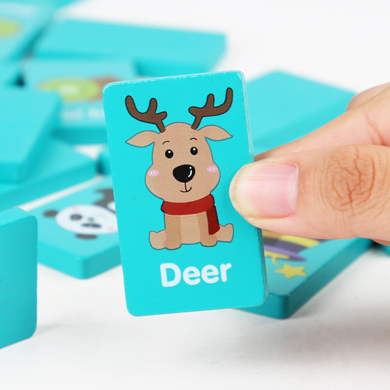 Domino Building Blocks Lianliankan Matching Dragon Game Animal and Fruit Matching Kidsren's Early Education Toys