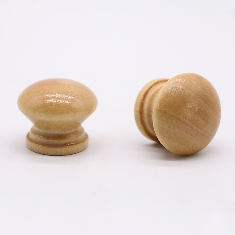 Factory wholesale drawer log handle accessories single hole solid wood mushroom handle round furniture mushroom head wooden handle